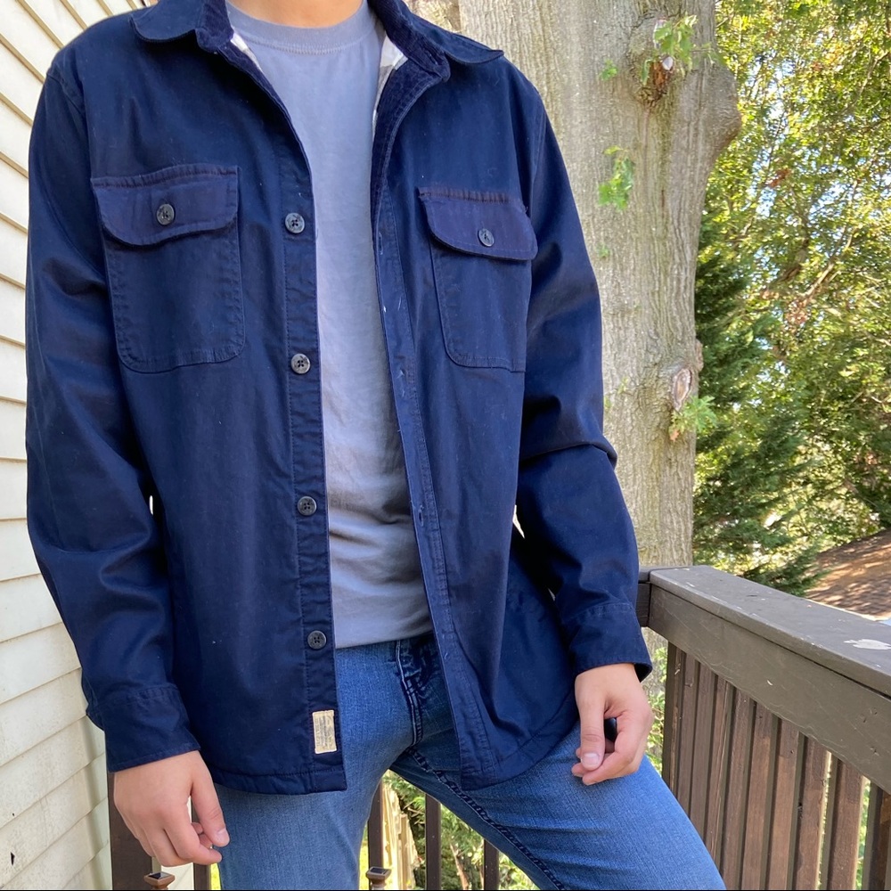 Jachs Men’s Flannel Lined Shirt Denim Navy Jacket